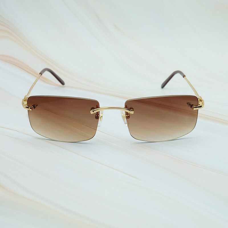 New Popular Unisex Rimless Metal Sunglasses Men Women Brand Carter Sunglass UV Protect Retro Vintage Designer Square Glasses