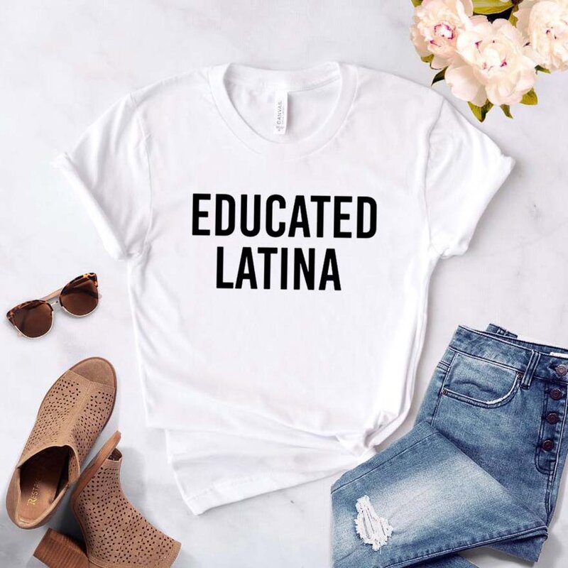 Образованная Латиноамериканская женская футболка, хлопковая Повседневная забавная футболка для женщин, топ для девушек, футболка, хипстер...