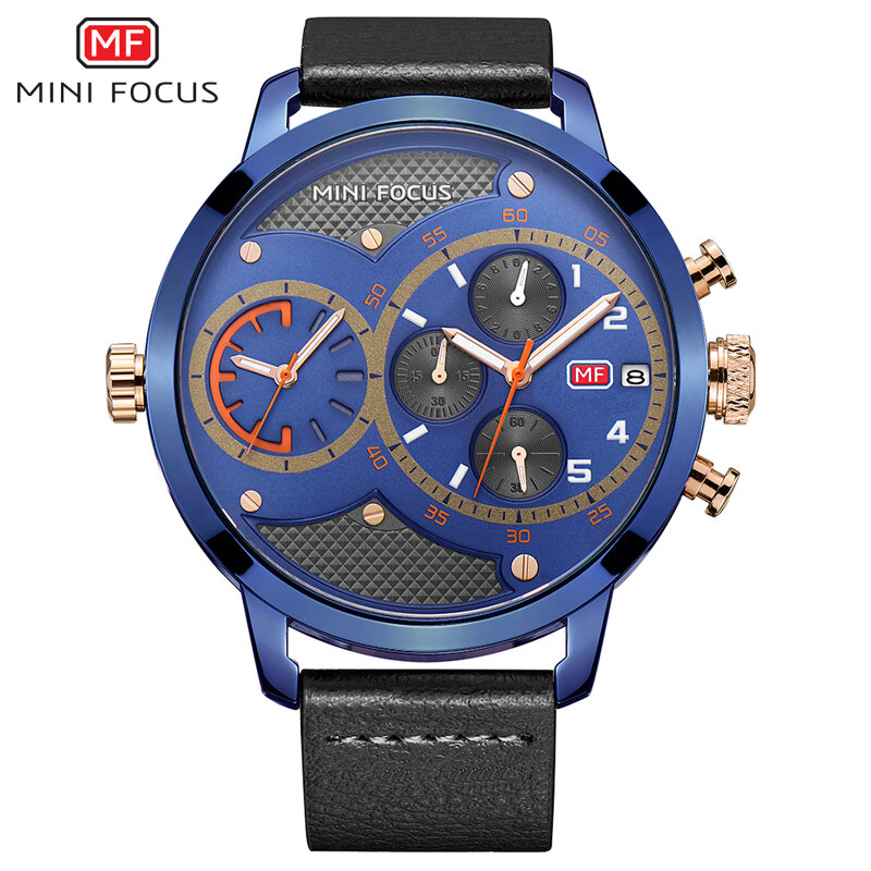 MINIFOCUS męskie zegarek kwarcowy Top luksusowa marka Sport zegarki chronograf wojskowe Big Dial zegarek męski mężczyzna zegarki na rękę