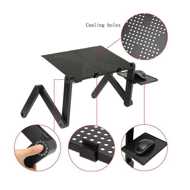 SUFEILE-알루미늄 노트북 접이식 테이블 컴퓨터 책상 스탠드 침대, 360 도 회전 다기능 휴대용 접이식 테이블 D5