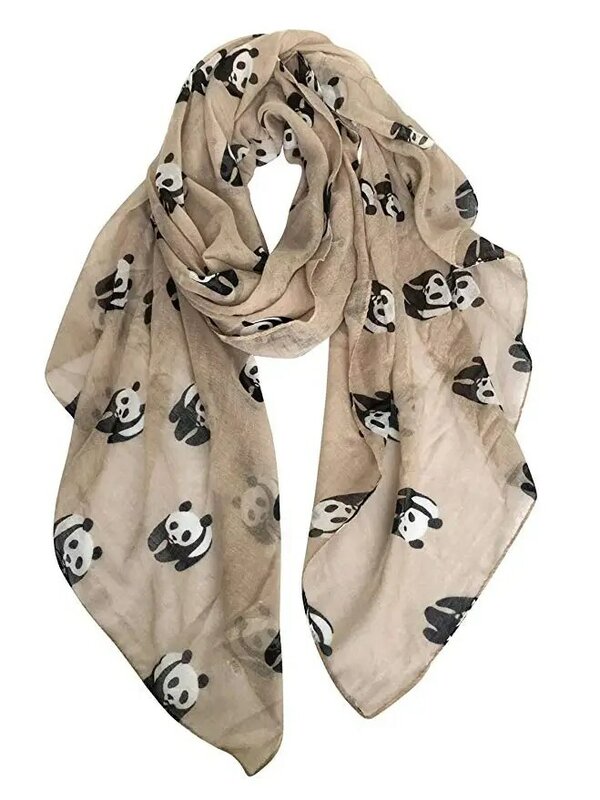 女性のためのかわいいパンダプリントの動物のスカーフ