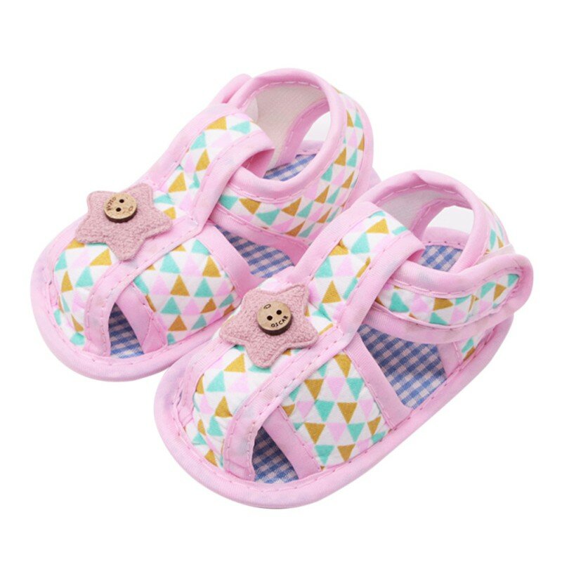 Sandalias de suela blanda con estampado calado para bebé, zapatos de princesa, de algodón, para verano