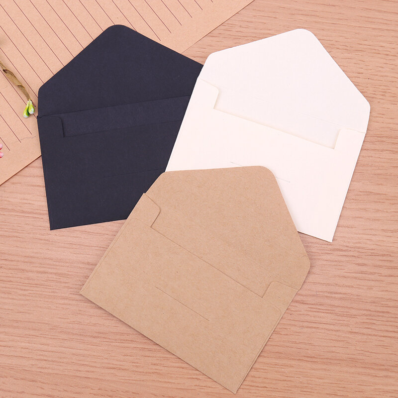 Envelopes de papel artesanal estilo vintage, mini envelope em branco para cartão Scrapbooking, carta de amor presente preto e branco, 20 peças