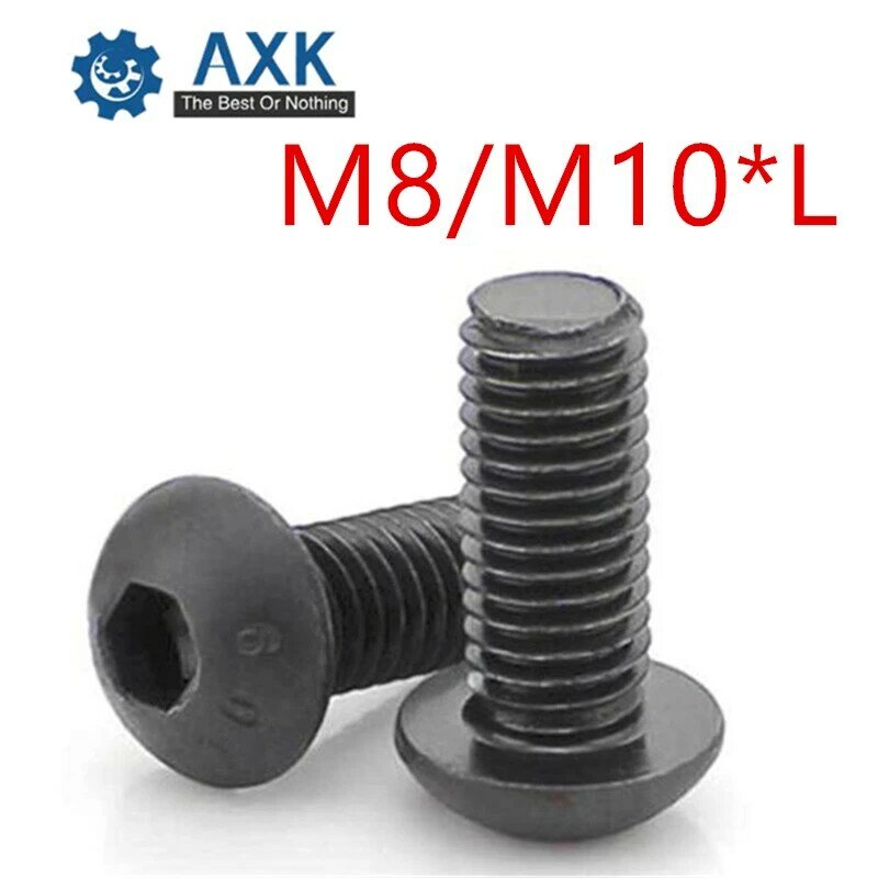 Винты M8/M10 * L черные стальные 10,9 класса с круглой головкой, 20 шт., M8 ISO7380, болты с шестигранной головкой, болты