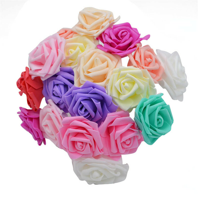 5-25Heads 8cm sztuczny kwiat fałszywe piankowe kwiaty-róże bukiet panny młodej ślub dekoracje na domowe przyjęcie DIY wieniec Scrapbooking dostaw