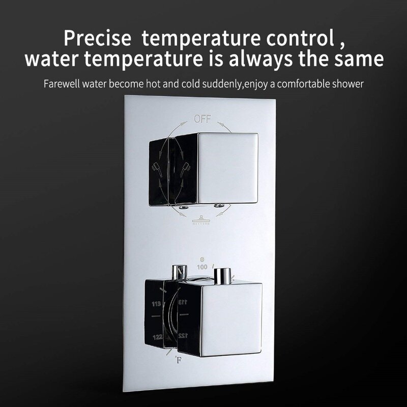 VOURUNA prysznic termostatyczny System ścienny Btahroom prysznic zestaw z kran wannowy wylewka i 10 "deszczownica głowy polski Chrome