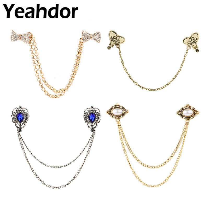 Women Vintage  Brooch Clip Holder Antique Fashion Sweater Shawl Chain Clips Cardigan Collar Holders Decorations Breastpin