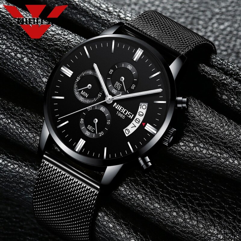 NIBOSI luksusowe męskie zegarki kwarcowe Ultra cienki zegar męski wodoodporny sportowy zegarek mody mężczyzna zegarek na co dzień Relogio Masculino