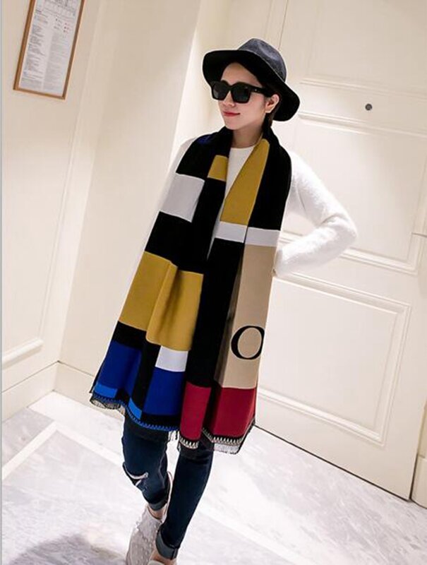 Woman winter new super-thick plaid scarf shawl