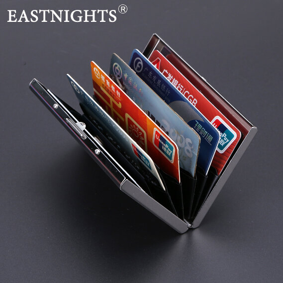 EASTNIGHTS-tarjetero de acero inoxidable para hombre y mujer, caja de metal para tarjetas bancarias, TW2703