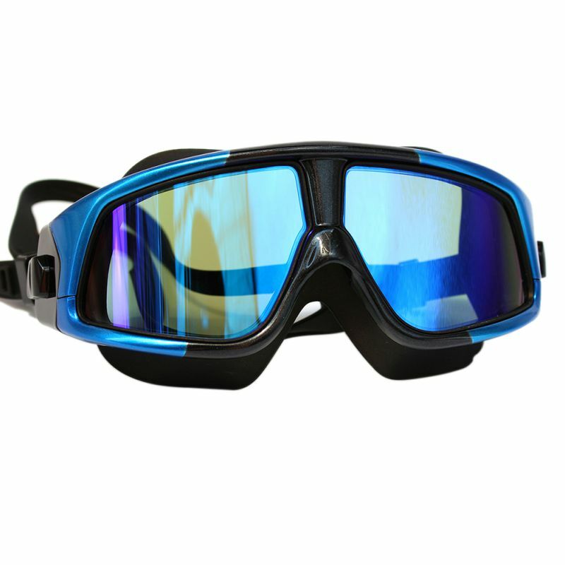 Máscara de natación de silicona para hombre y mujer, gafas de natación con marco grande, resistentes al agua, antiniebla, con funda