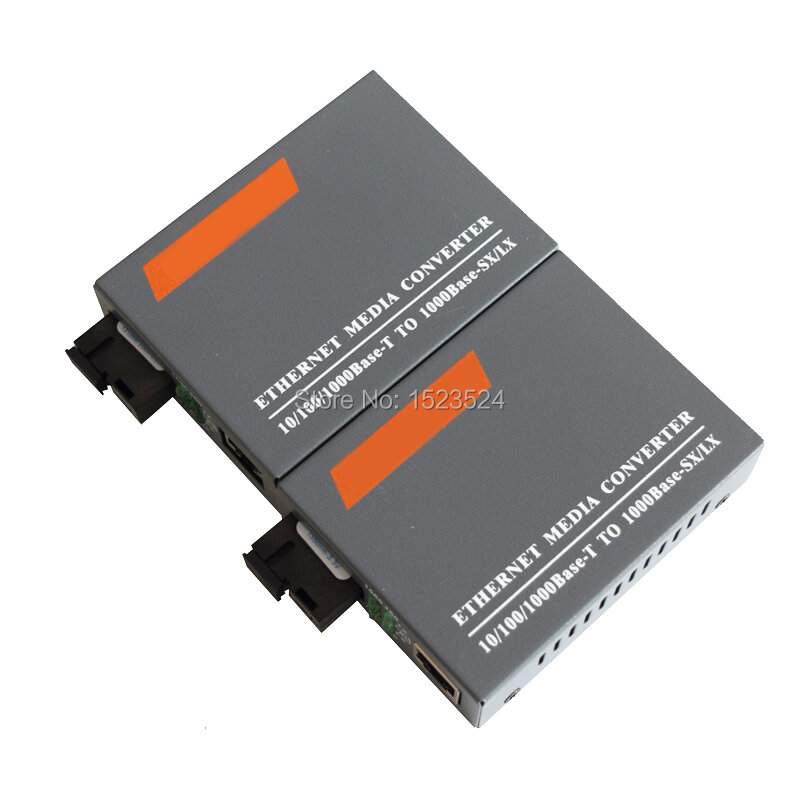 1คู่ HTB-GS-03 A/B Gigabit Fiber Optical Media Converter 1000Mbps Single Mode SC พอร์ต20KM ภายนอกแหล่งจ่ายไฟ
