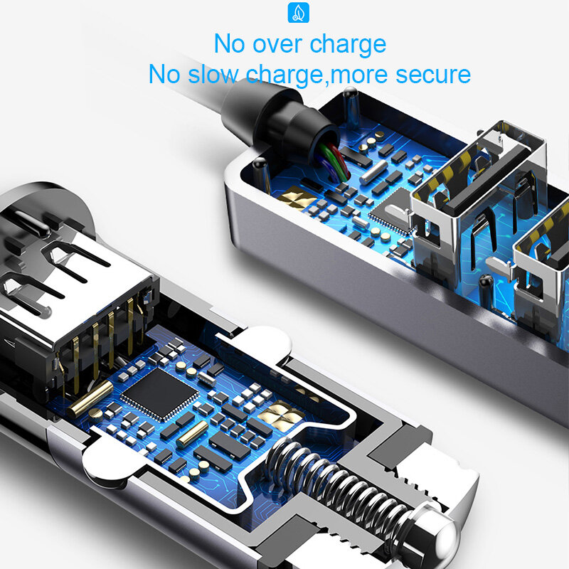 Baseus-cargador rápido para coche, dispositivo de carga rápida con 4 puertos de salida para iPhone X, XS, iPad, Tablet, 5V, 5.5A