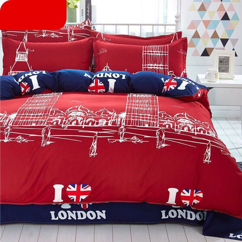 Parure de lit rose avec motifs géométriques, housse de couette, drap et taies d'oreiller, 4 tailles différentes, 4 modèles, pièces/ensemble