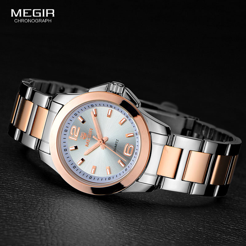 MEIGR-reloj de oro para mujer, relojes de pulsera creativos de acero, femenino