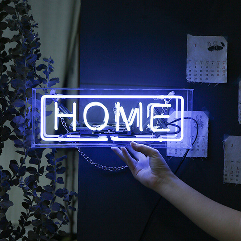 Led Neon Light Acrylic Glass Box Party Wall Hanging Bar Atmosphere Shop Window Decoration Wedding Word Sign Art Photography Prop