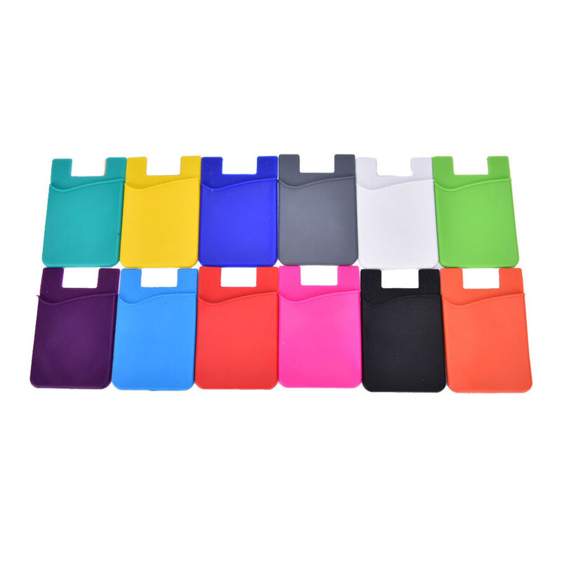 แฟชั่นสติกเกอร์กาวกลับซองใส่บัตรกระเป๋าใส่ของกระเป๋าสำหรับโทรศัพท์มือถือที่มีสีสันการ์ดผู้ถือ1PCS