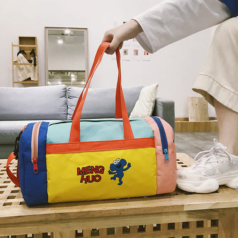 Youda – sac à bandoulière tubulaire de grande capacité pour femmes, sac de voyage Portable avec dessin animé de couleur assortie