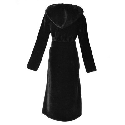 Jaquetas de pele falsa com capuz, casaco preto de tamanho grande p/7xg para mulheres, seção longa para homem, sobretudo de pele casual feminino k834
