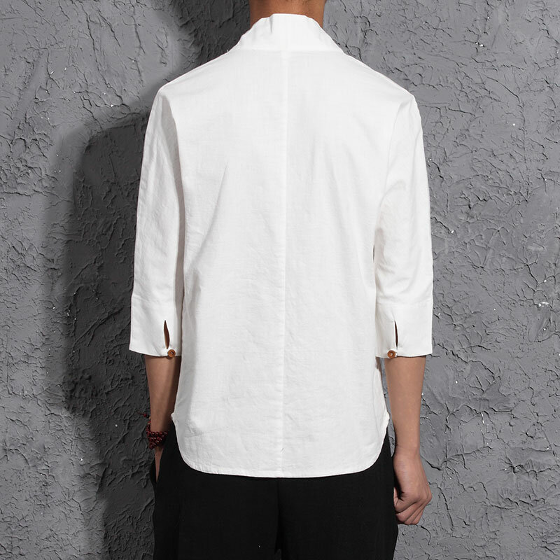 Dropshipping Men Solid Harajuku Summer Shirts 2020 Streetwear Linen Shirt Mens Fashions Male Chinese Style Vintage White Shirts