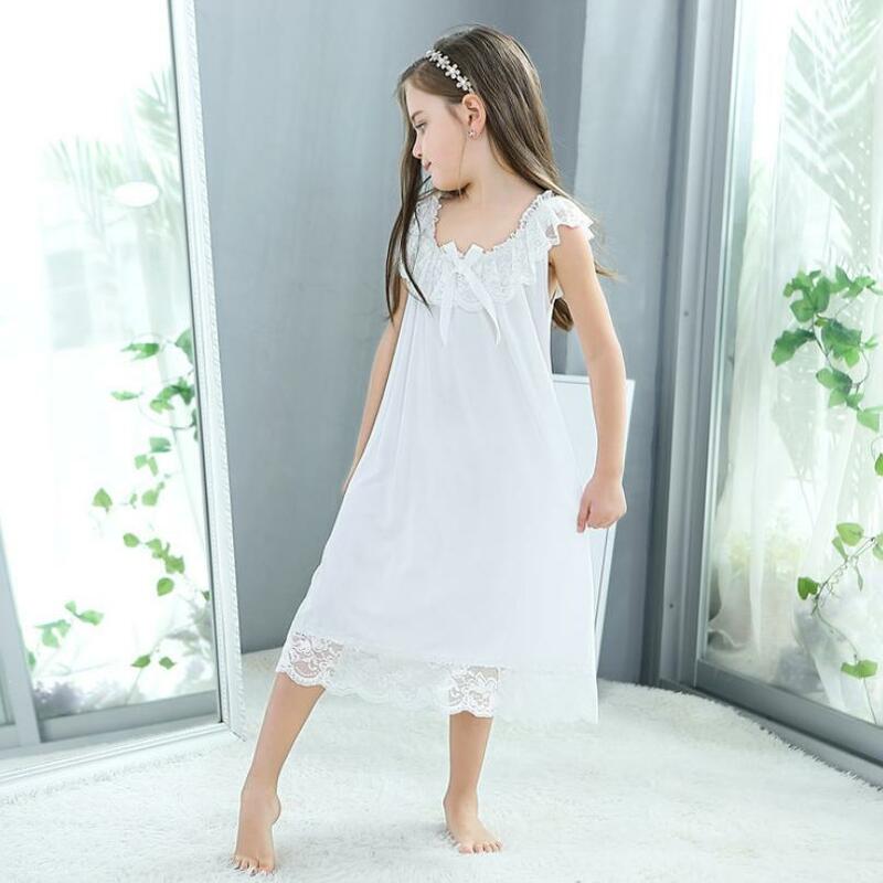 Summer Children's Girls Dress Sleepwear Modal Cotton Princess Vintage Nightgowns Baby Nightdress Kids Clothes Vestidos Y1197