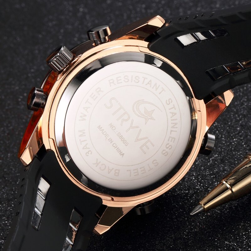 STRYVE-reloj de cuarzo para hombre, cronógrafo Digital LED, de pulsera, deportivo, militar, masculino
