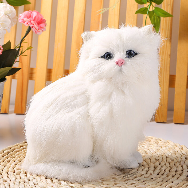 시뮬레이션 플러시 고양이 실물 crouching 동물 모델 수제 현실적인 페르시아 고양이 인형 어린이 플러시 장난감 홈 인테리어
