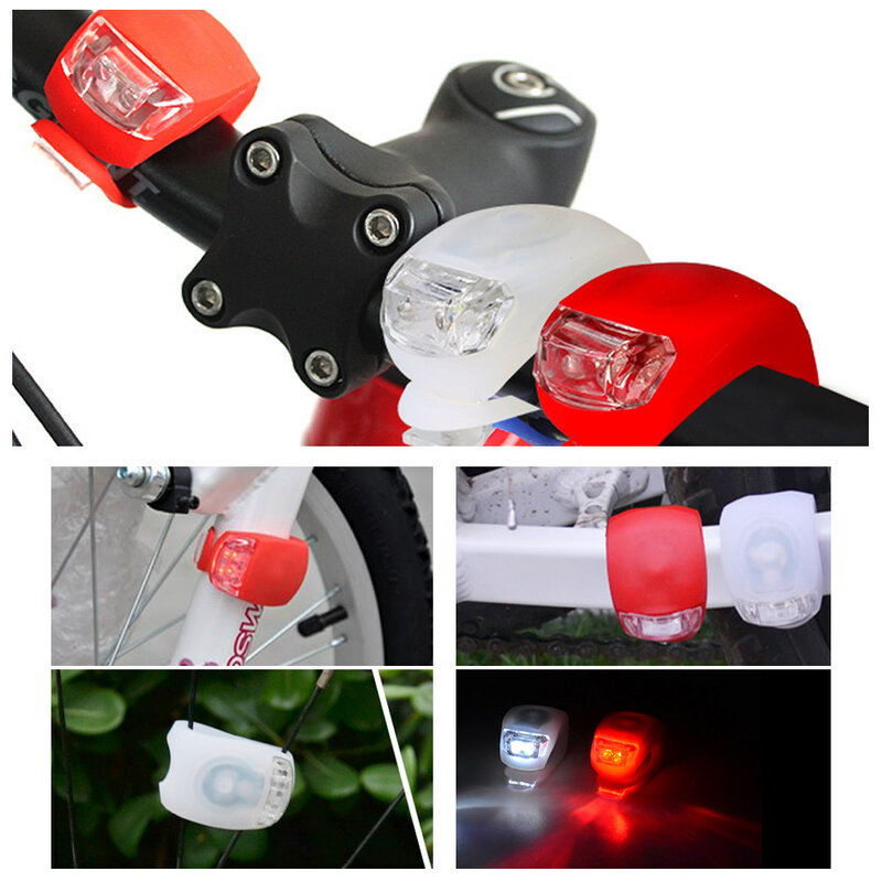 Mini luz LED delantera y trasera de silicona para bicicleta, faro de advertencia de escarabajo, resistente al agua, BL8031