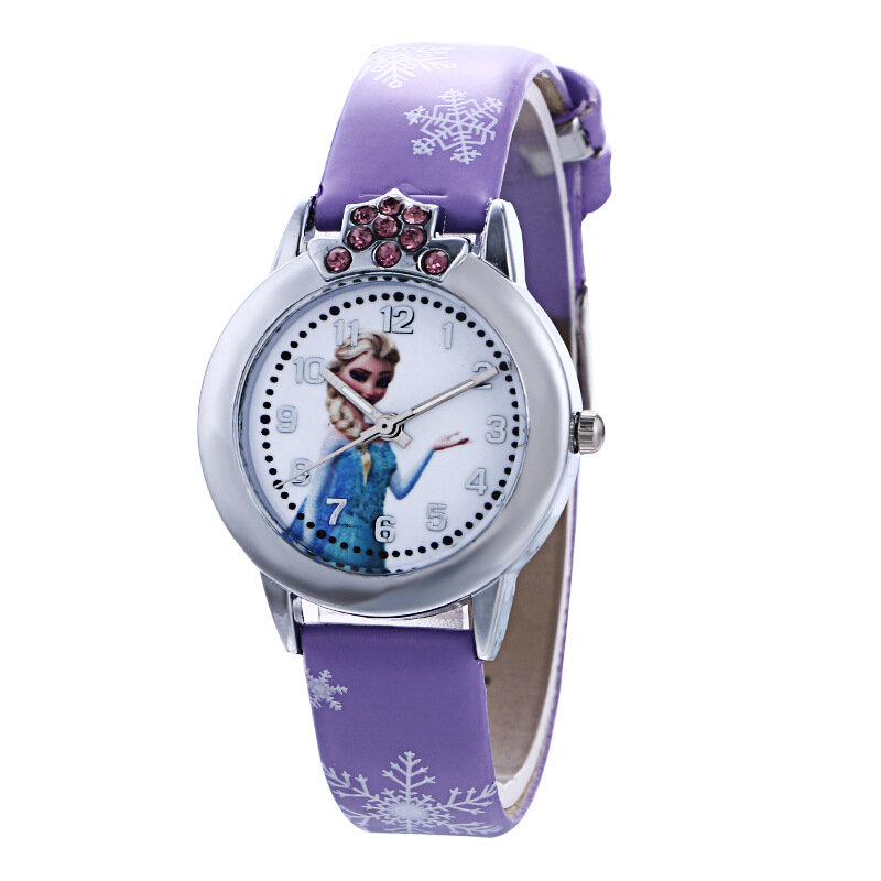 Relógio de pulso de couro de quartzo feminino, relógio de pulso com pulseira de couro de marca fofa de desenho animado para crianças meninos e meninas, casual