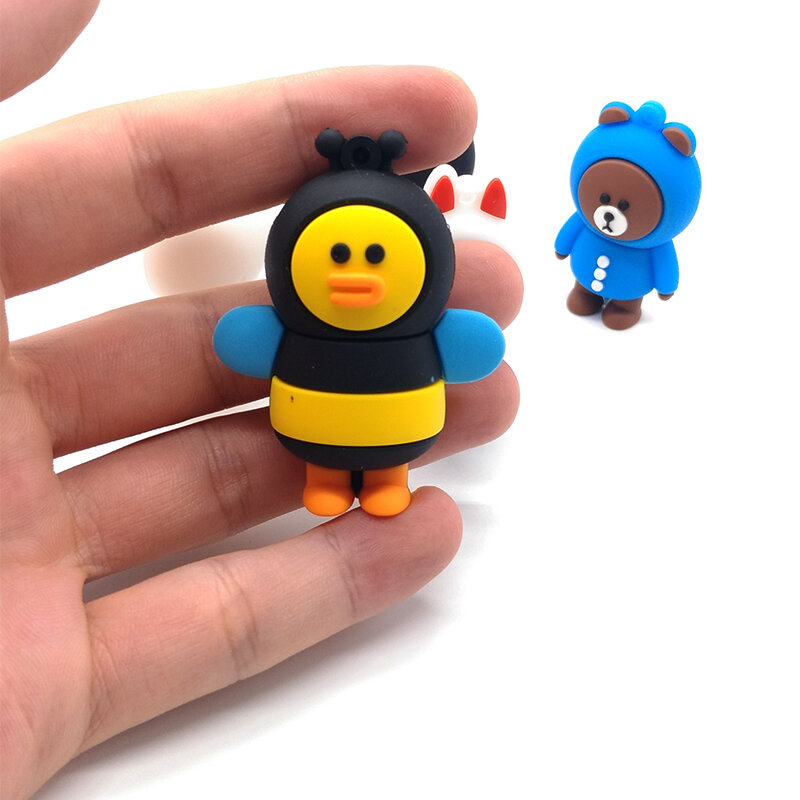 Clé USB avec animaux de dessin animé, support à mémoire de 4GB 8GB 16GB 32GB 64GB, mignon lapin/abeille/ours, joli cadeau