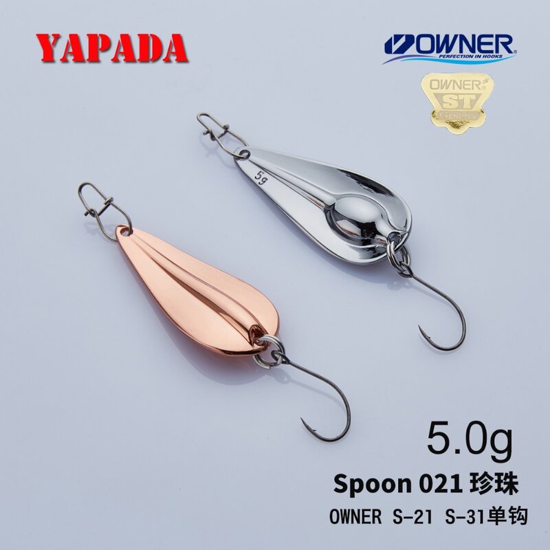 Cuchara YAPADA 021 perlada, Señuelos de Pesca de aleación de Zinc, 2,5g-3,5g, gancho único, 30mm, 33mm, 38mm