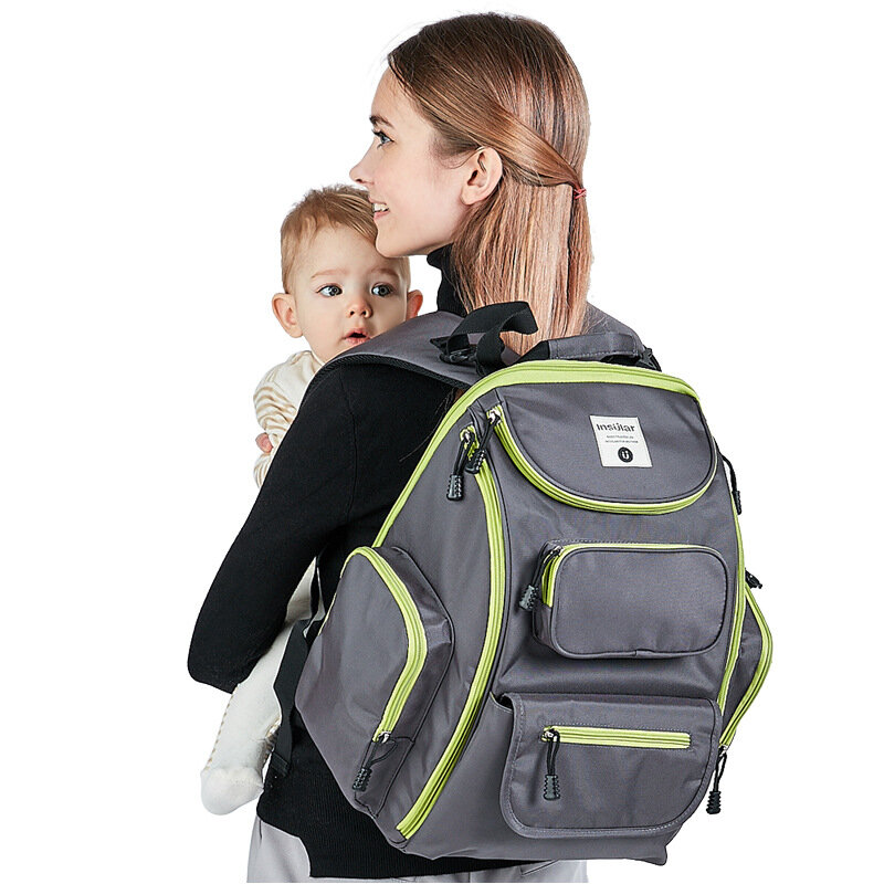 حقيبة ظهر كبيرة السعة للأم والطفل ، منظم حفاضات متعدد الوظائف للأم والطفل ، عربة أطفال