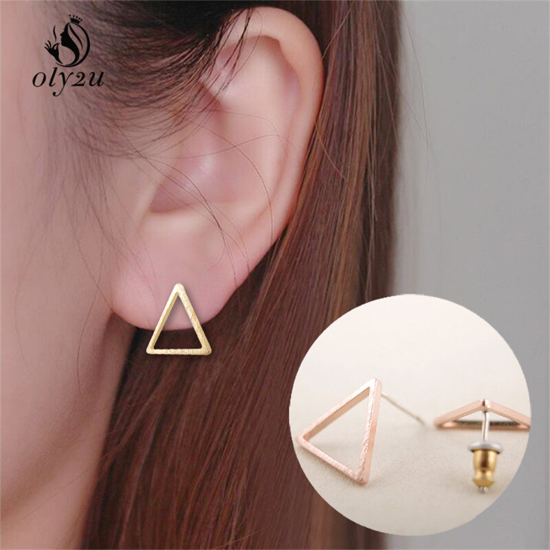 Oly2u 2019 New Fashion Tiny Geometric Line Triangle Earrings for Women Simple Cute Party Stud Earring ED008