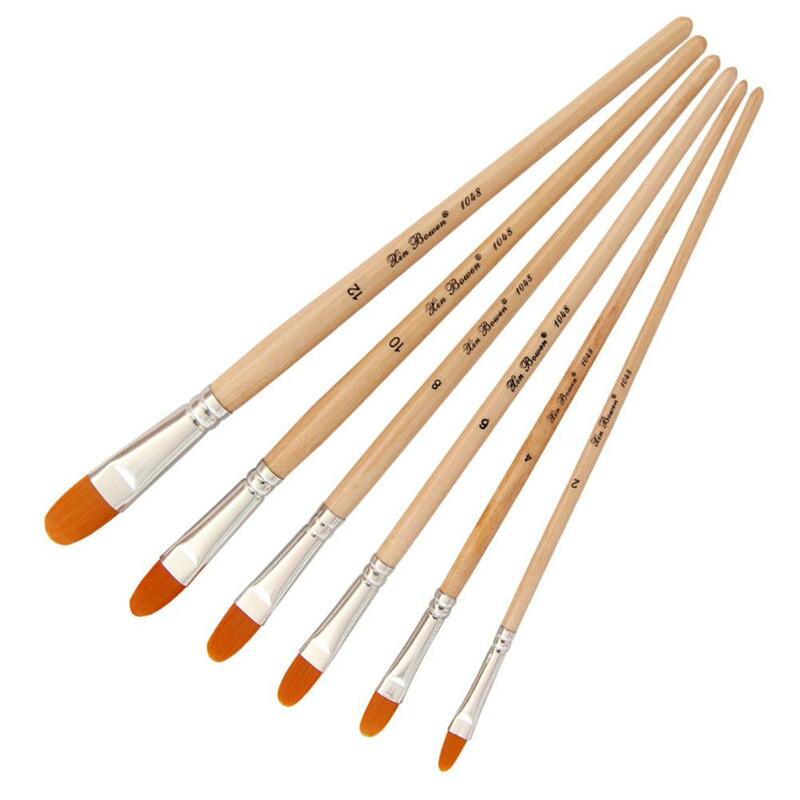 Paint Tool  6PCS Oil Paint Brush Different Size Nylon Hair Brushes For Colorful Water Painting  R20