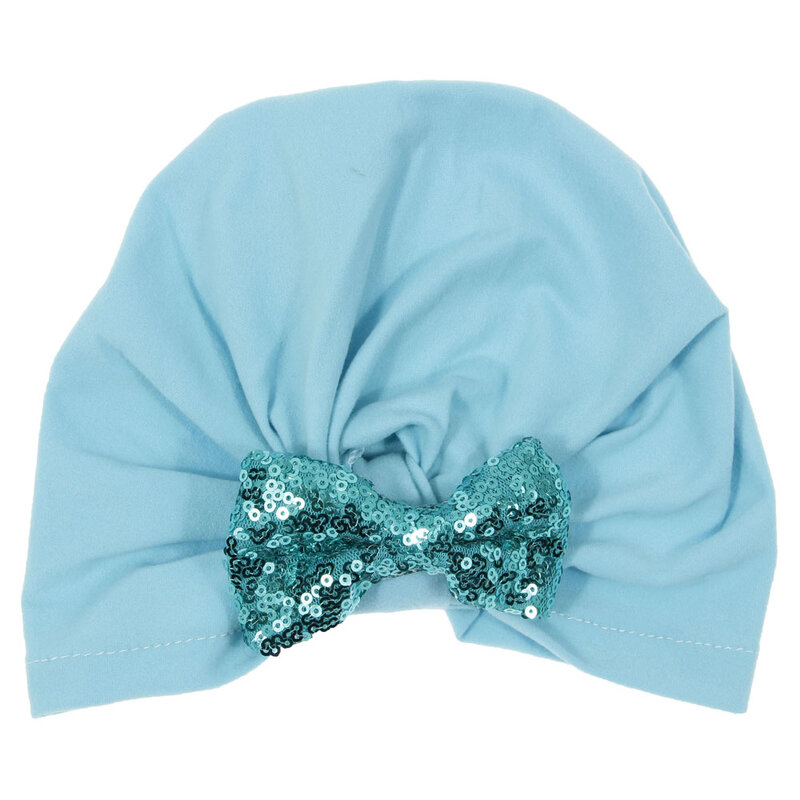 Chapéu turbante para recém-nascidos, chapéu artesanal fofo com lantejoulas e mistura de algodão para crianças