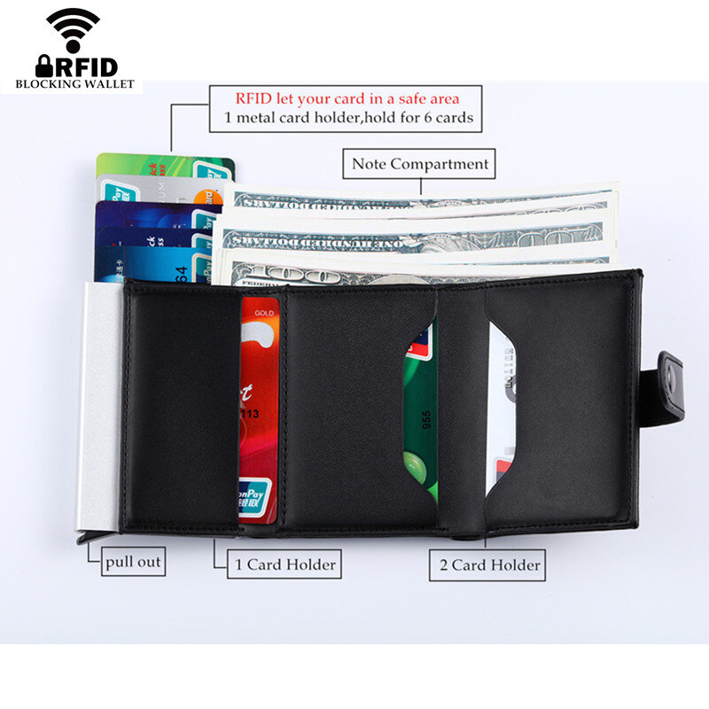 Zovyvol-cartera inteligente de piel auténtica para hombre y mujer, estuche de bolsillo para tarjetas de identificación de negocios, monedero, 2021