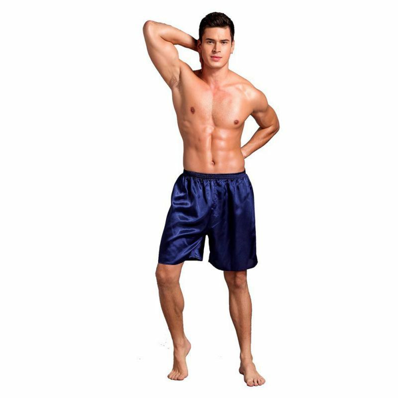 Casualหลวมชายผ้าซาตินผ้าไหมPijamaกางเกงขาสั้นชุดนอนฤดูร้อนSoft Boxerชุดชั้นในชุดนอนเซ็กซี่ชุดนอนกางเกงชุดนอนHomme