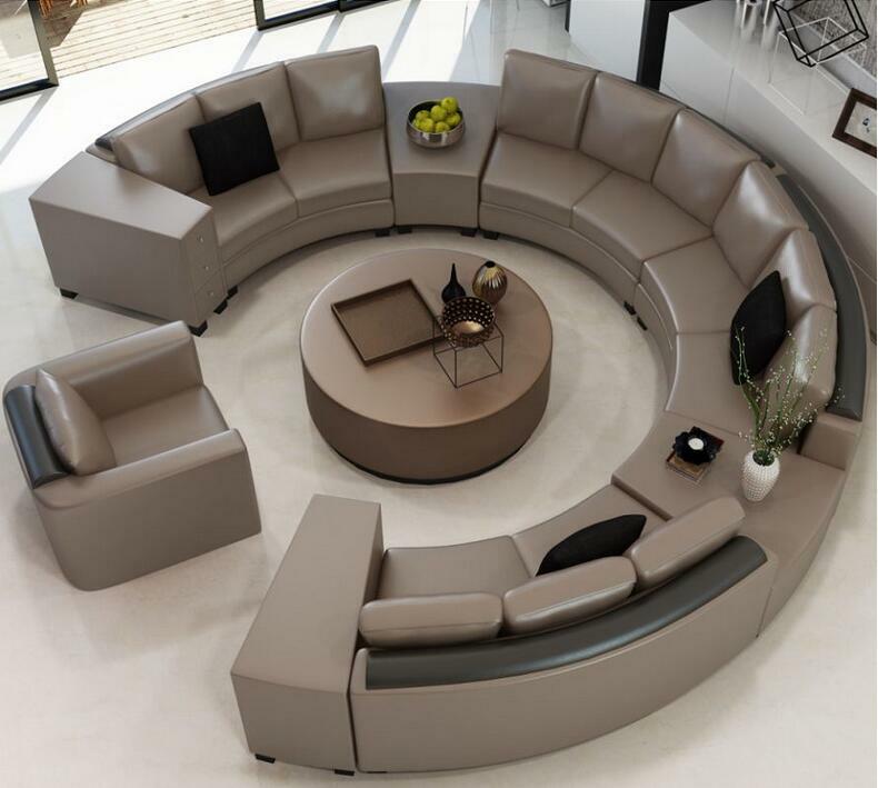 Круглый топ кожаный диван под заказ креативный модный диван для гостиной сочетание современного изогнутого кожаного дивана для гостиной