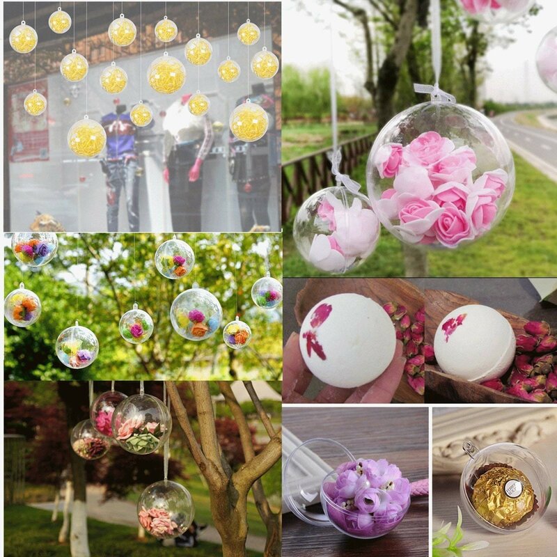 Boules transparentes artisanales de 4 à 6cm pour décoration de fête de mariage, décor suspendu pour petit noël, boîte cadeau en plastique