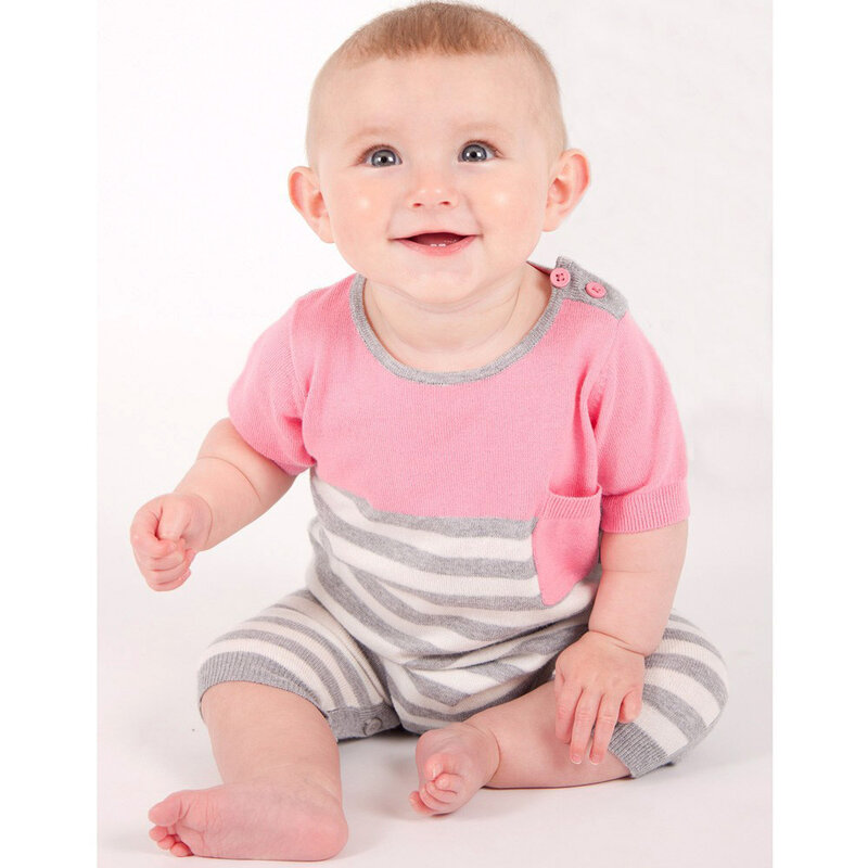 신생아 아기 짧은 소매 니트 Romper 얇은 유아 아기 여름 옷, 여름을위한 아기 니트 점프 슈트