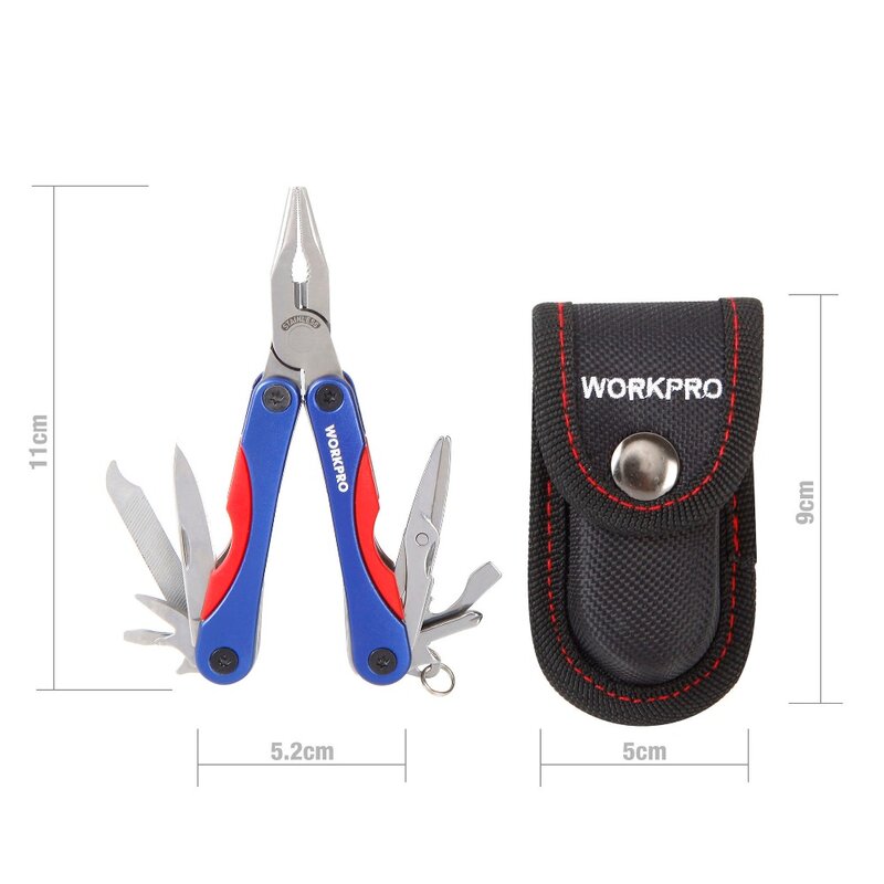 WORKPRO-herramientas multifuncionales 12 en 1, minialicates, cuchillos compactos, destornillador, abridor, herramienta de supervivencia