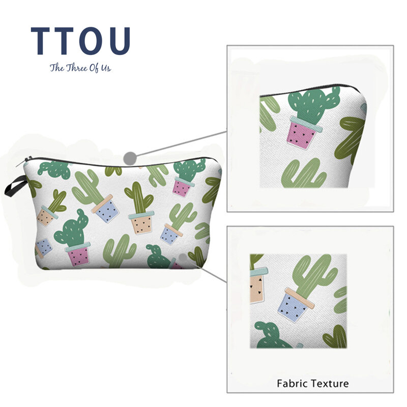 TTOU Cartoon Printed Comestic Bag Women Fashion Polyester Travel Organizer Casual Make Up for Girls Cases Pouch
