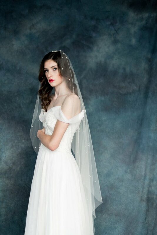 New Arrival Ivory/White Wedding Bridal Veils Pearls Wedding Veils Free Shipping