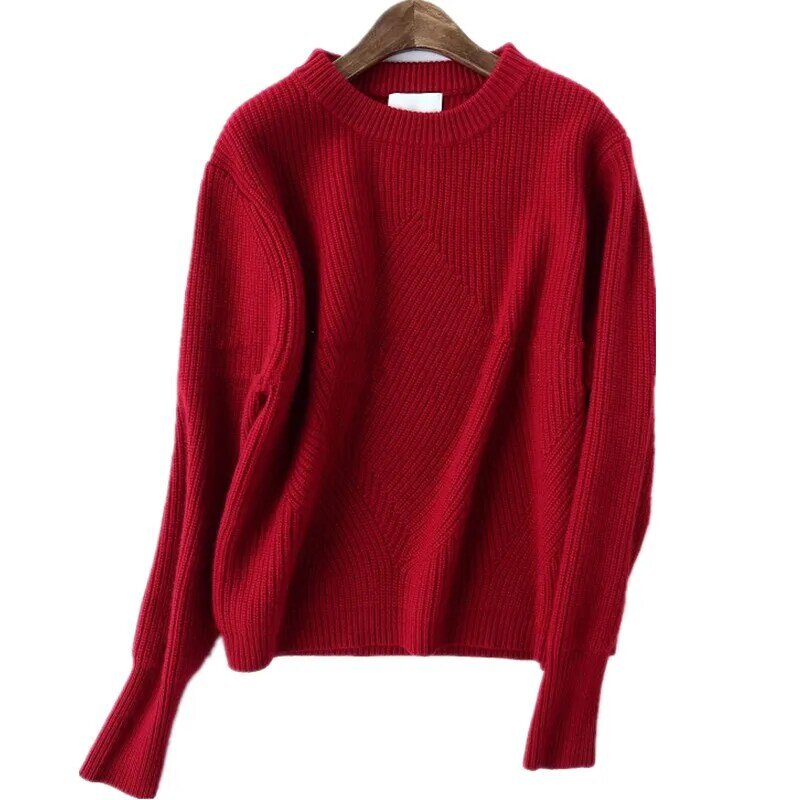 HZYRMY Winter New Women's O-Neck Cashmere sweater Loose Large size High Quality Wool Pullover Solid Short Female Thick Sweater