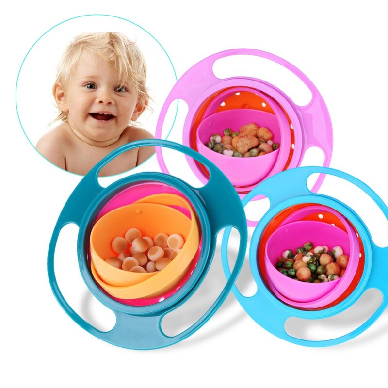 Cuenco universal para bebé recién nacido, tazón giroscópico de diseño práctico, vaso giratorio de 360 grados para niño, taza con tapa prueba de derrames