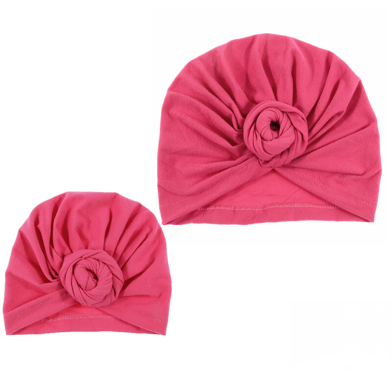 Mommy And Me Cotton Blend Rose Flower Hat Women Girls Newborn Turban Hats Twist Knot Headwear Caps Photo Props Travel Gifts