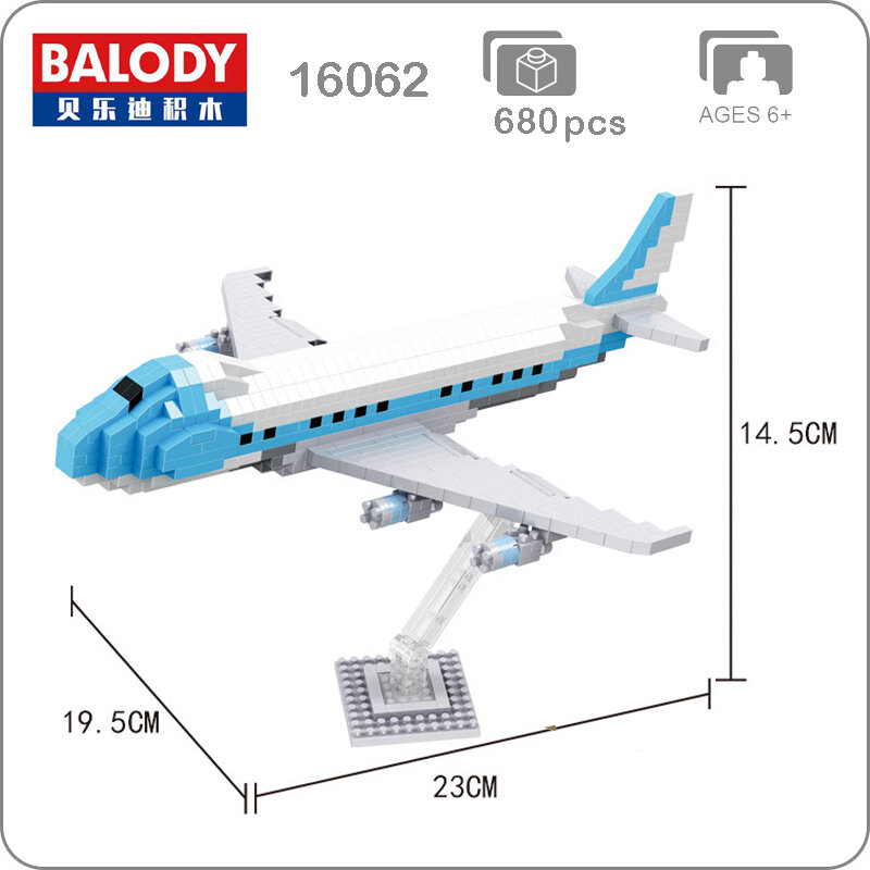 Mini Qute BALODY Kartun Perusahaan Penerbangan Hadiah Pesawat Berlian Blok Bangunan Bata Aksi Figur Mengumpulkan Model Mainan Pendidikan