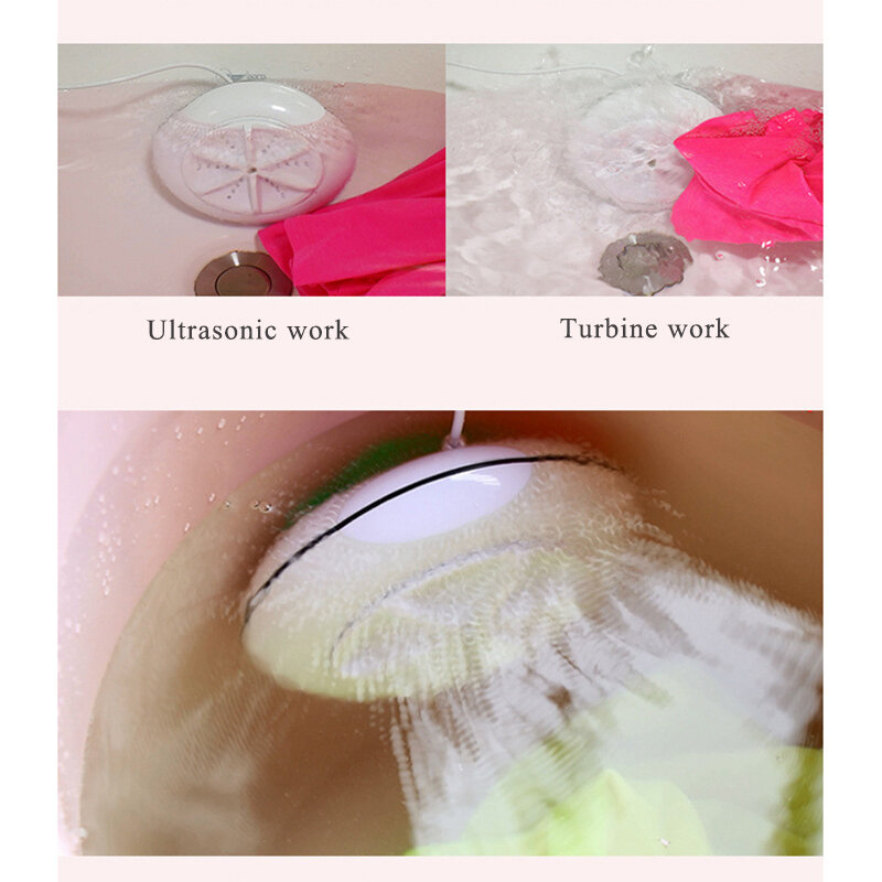 Przenośna mini pralka ultradźwiękowa myjka turbinowa USB pralnia Cleaner narzędzie do mycia podróży w domu