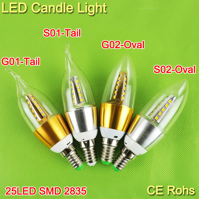 Nến LED E14 9W 5W Vỏ Nhôm LED Đèn 110V 220V E14 Vàng Bạc thoáng Mát Trắng Ấm Ampoule Lampara Led SMD 5730