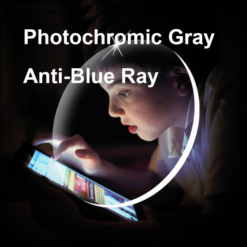 1.56 1.61 1.67 Photochromic-Gray Lenses with Anti-blue Ray Protection Optical Prescription Glasses Myopia Hyperopia Lenses